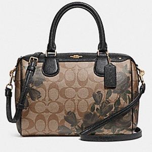 COACH Mini Bennett Signature Coated Canvas Camo Rose Satchel With Crossbody